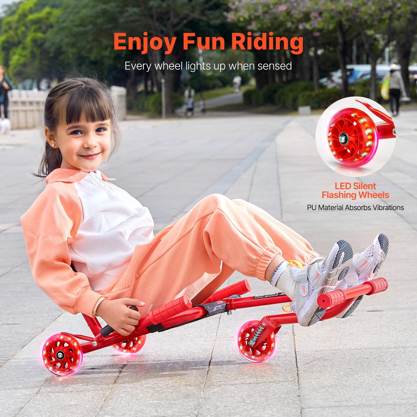 SucceBuy 132/198lbs Kids Ride on Scooter Swing Side-to-Side Powered by Zig-Zag Motion Drifting Outdoor Sport Toys for Children