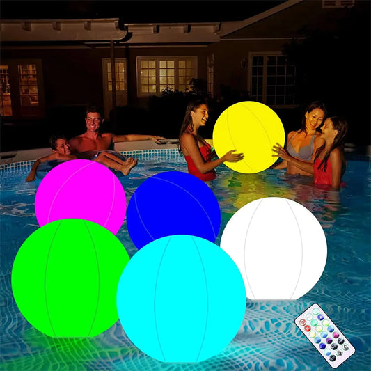 40CM Floating Pool Light with 16 Color Inflatable Pool Beach Ball LED Garden Balloon Waterproof Outdoor Swimming Pool Light Ball