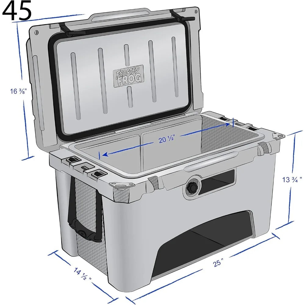 Heavy-Duty Roto-Molded Insulated Ice Chest 45 Quart Commercial Grade High Performance Cooler with Long-Lasting Camouflage Design