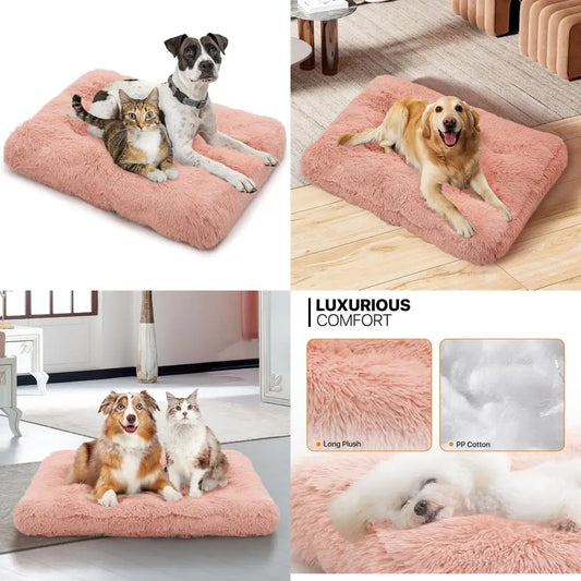 large dog bed - 40.5"x32.5"x5.5" machine washable plush pet bed, warm & cozy for dogs
