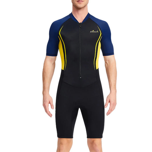 1.5mm Wetsuits Couple Diving Suit with Front Zip Surf Suit Men's yellow L