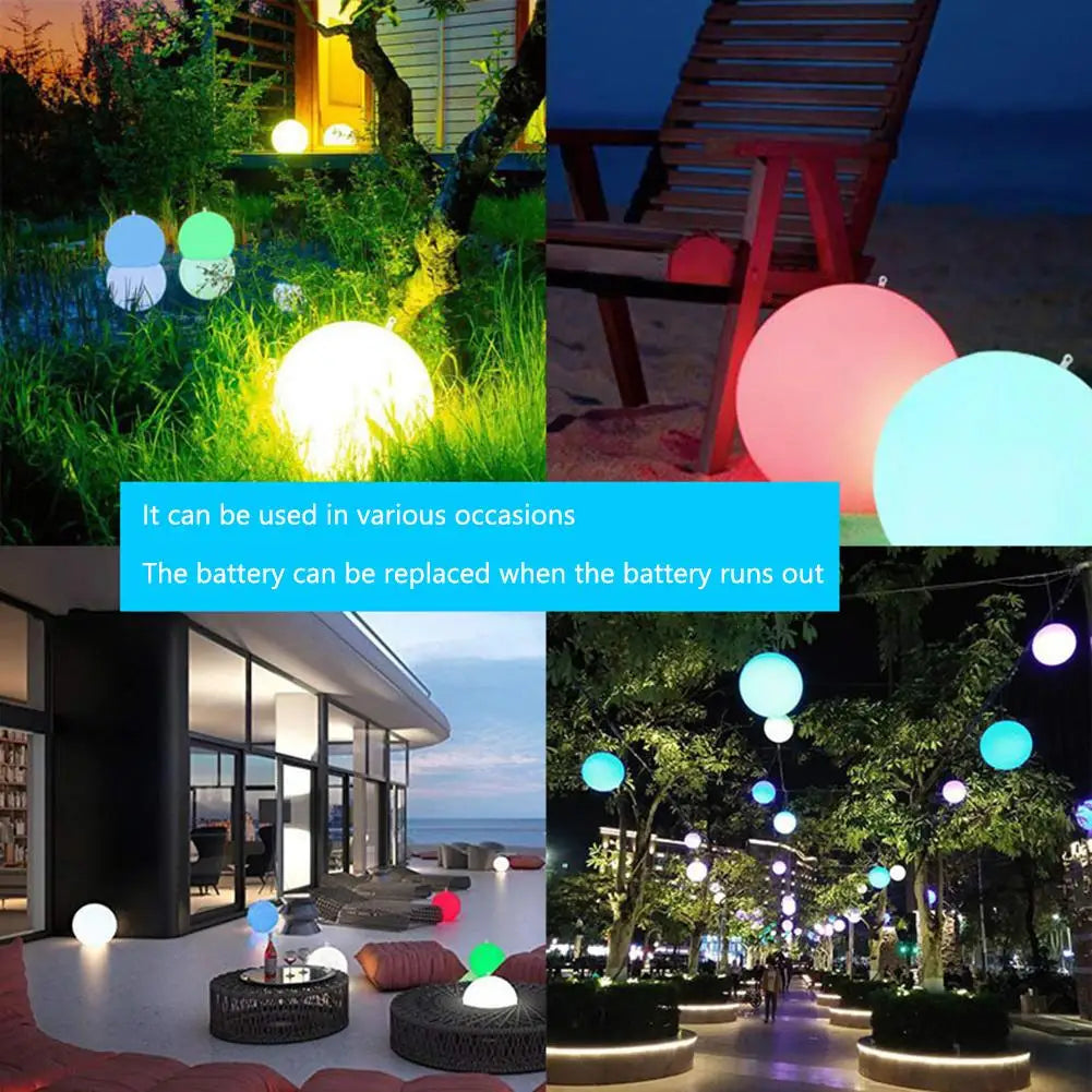 40CM Floating Pool Light with 16 Color Inflatable Pool Beach Ball LED Garden Balloon Waterproof Outdoor Swimming Pool Light Ball