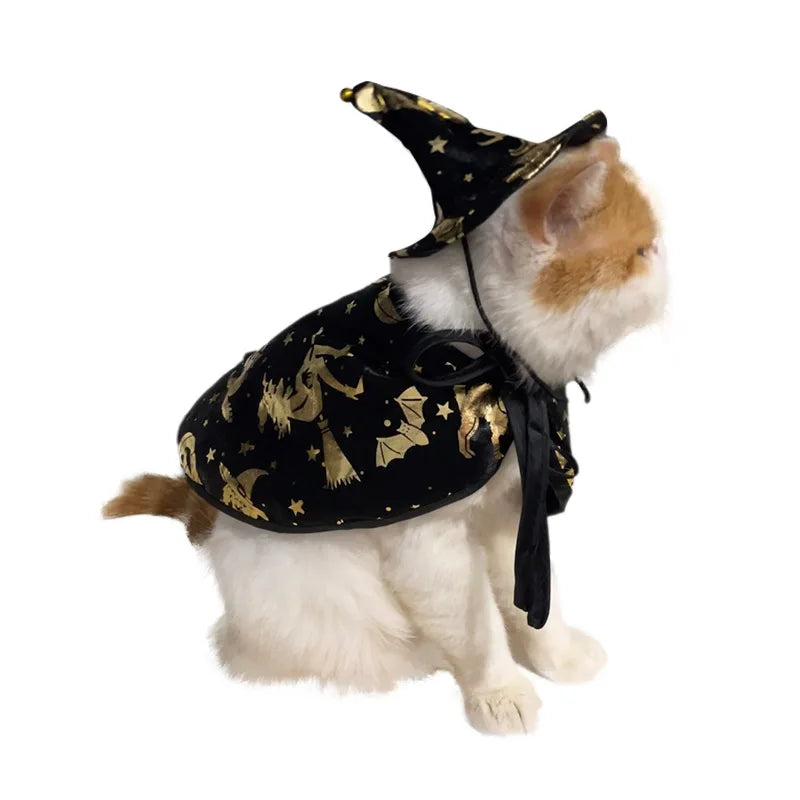 Pet Halloween Costumes Dogs Cats Halloween Witch Pet Costume Cape Hat Halloween Vampire Cloak Wizard Cat Cosplay Clothes Apparel