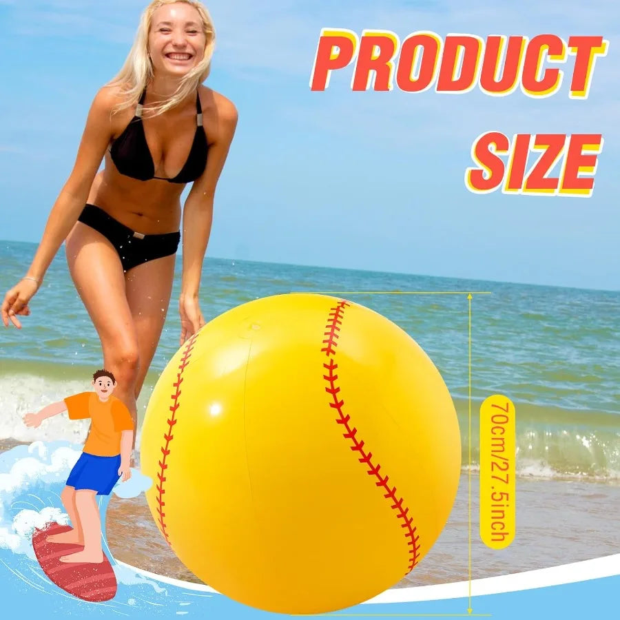 27 Inch Inflatable Softball Beach Ball for Summer Beach Game Swimming Pool Large PVC Softball Toys Party Favors for Water Sand G
