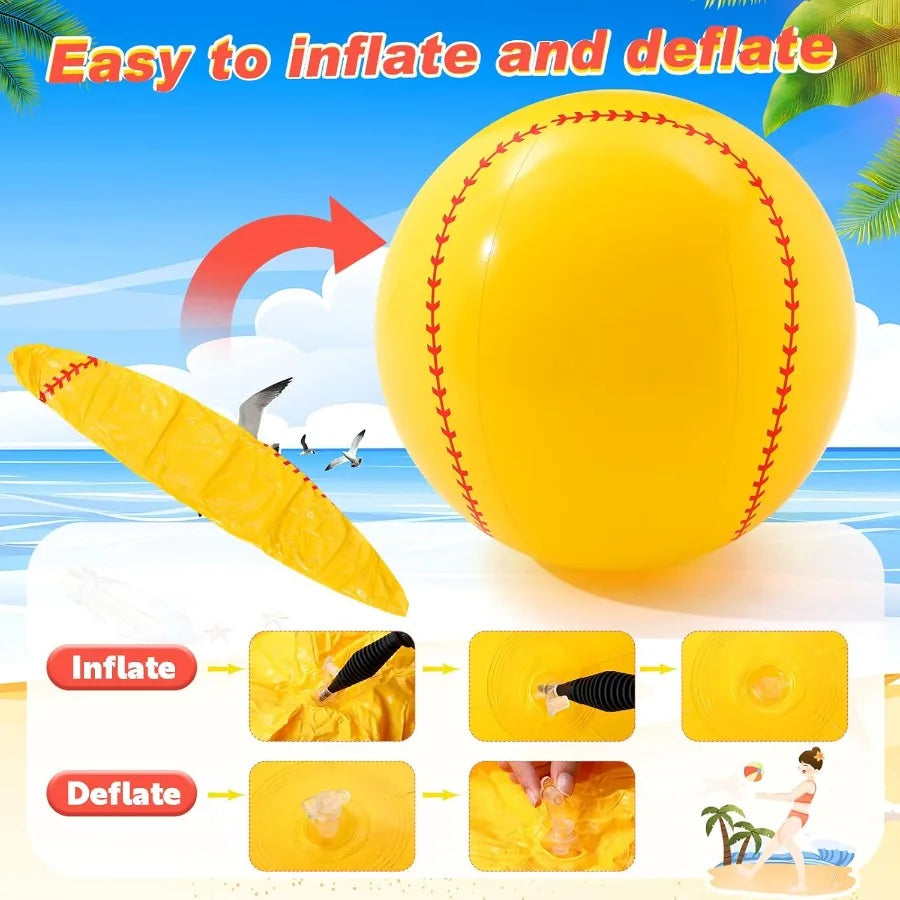 27 Inch Inflatable Softball Beach Ball for Summer Beach Game Swimming Pool Large PVC Softball Toys Party Favors for Water Sand G