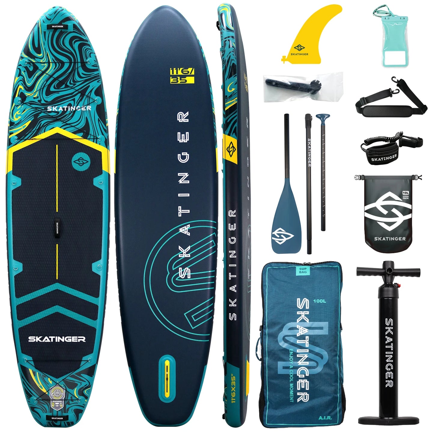 Skatinger 11'6'' X 35'' X 6'' Inflatable Paddle Board for Adults Paddle Gonflables Sup Board Prancha Paddle