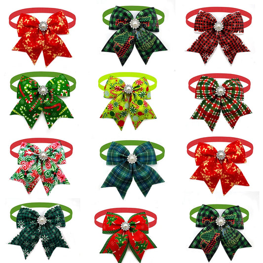 50pcs Christmas Pet Dog Bow Ties Puppy Collar Pearl Style Dog Bow Tie Puppy Collar for Small Dog Cat Grooming Products