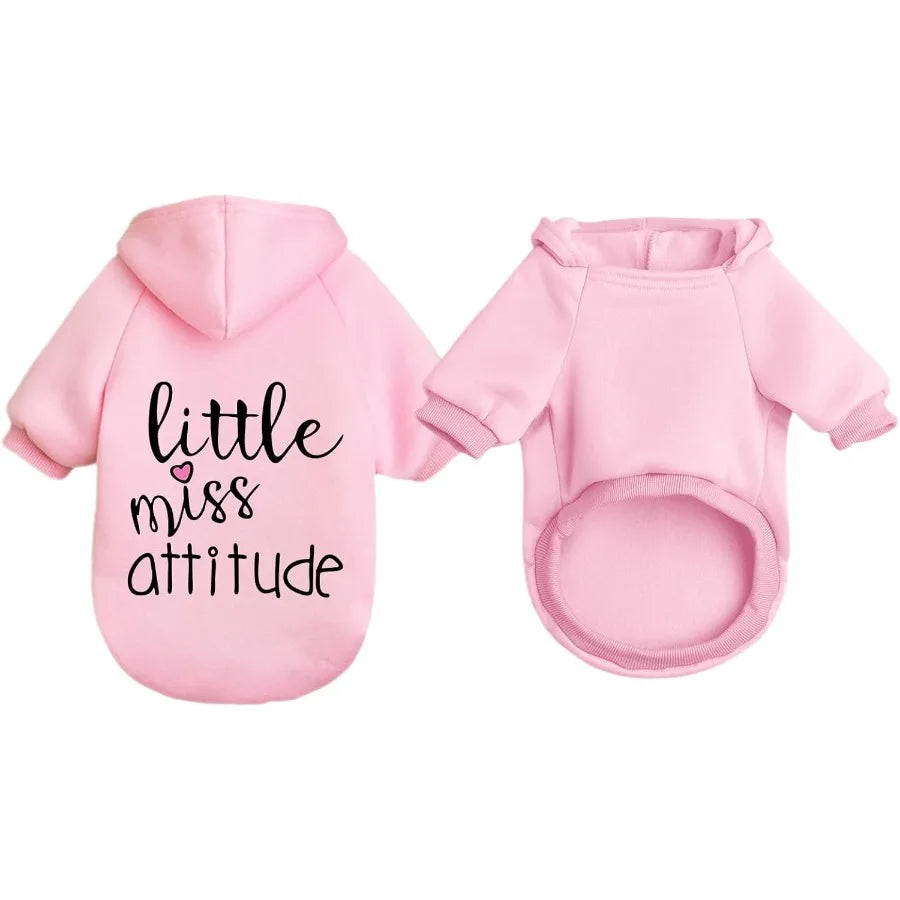 Cat Hoodies for Cats Puppy Pet Clothes Cat Apparel Little Miss Attitude Print Dog Hoodie for Small Medium Dogs Outfits for Kitt