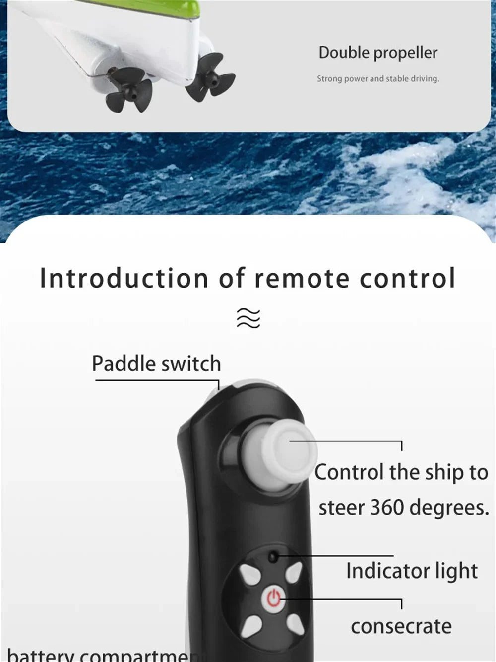 Rc Boat Remote Control Paddling Kayak with Light Kids Toys Racing Radio-Control Ship Children Gift Electric Model Water Toys