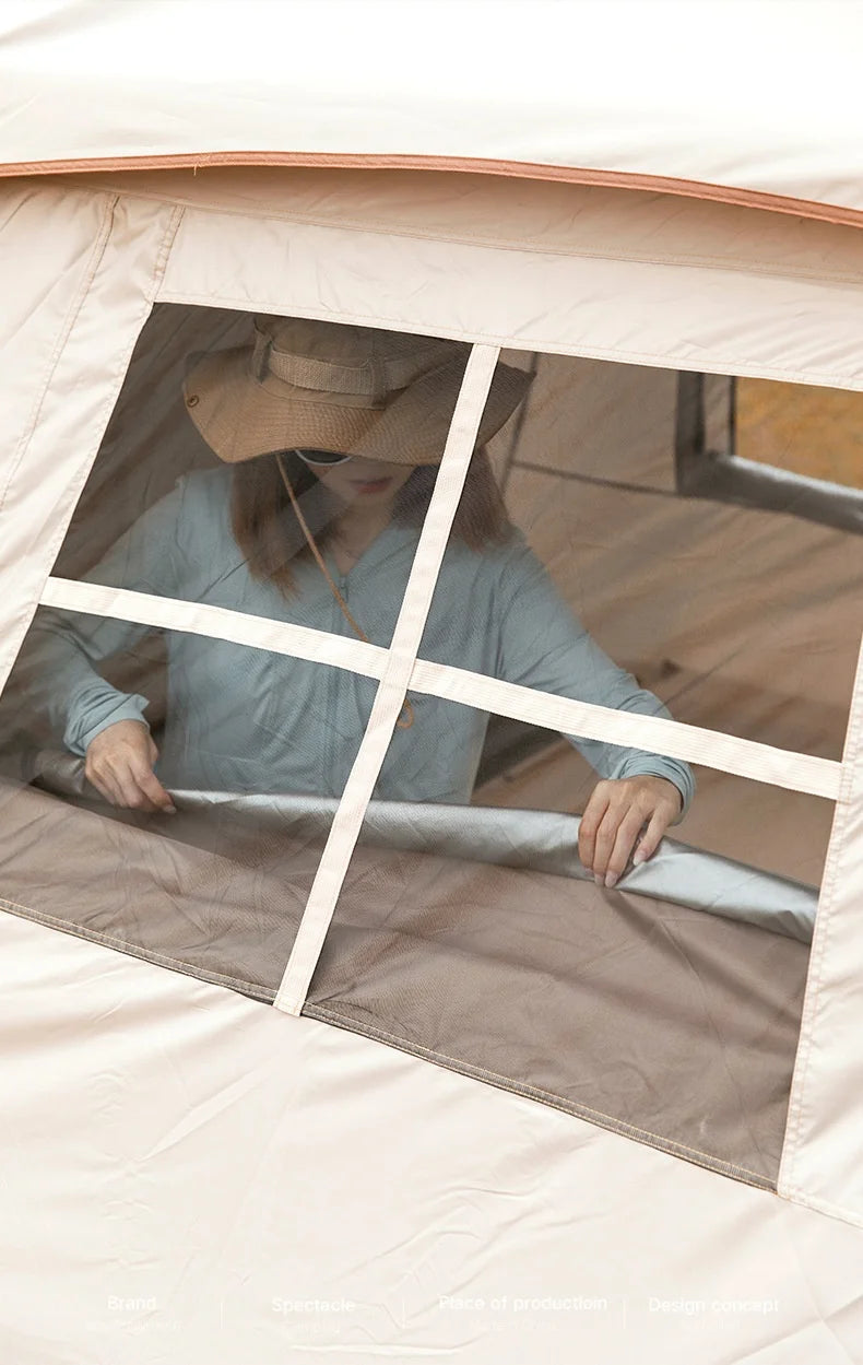 MOUNTAINHIKER Automatic Tent, Size 3-4 Persons, 2 Doors, 2 Windows, Sleeping Tent, Outdoor Tent, Hiking and Camping Tent Black