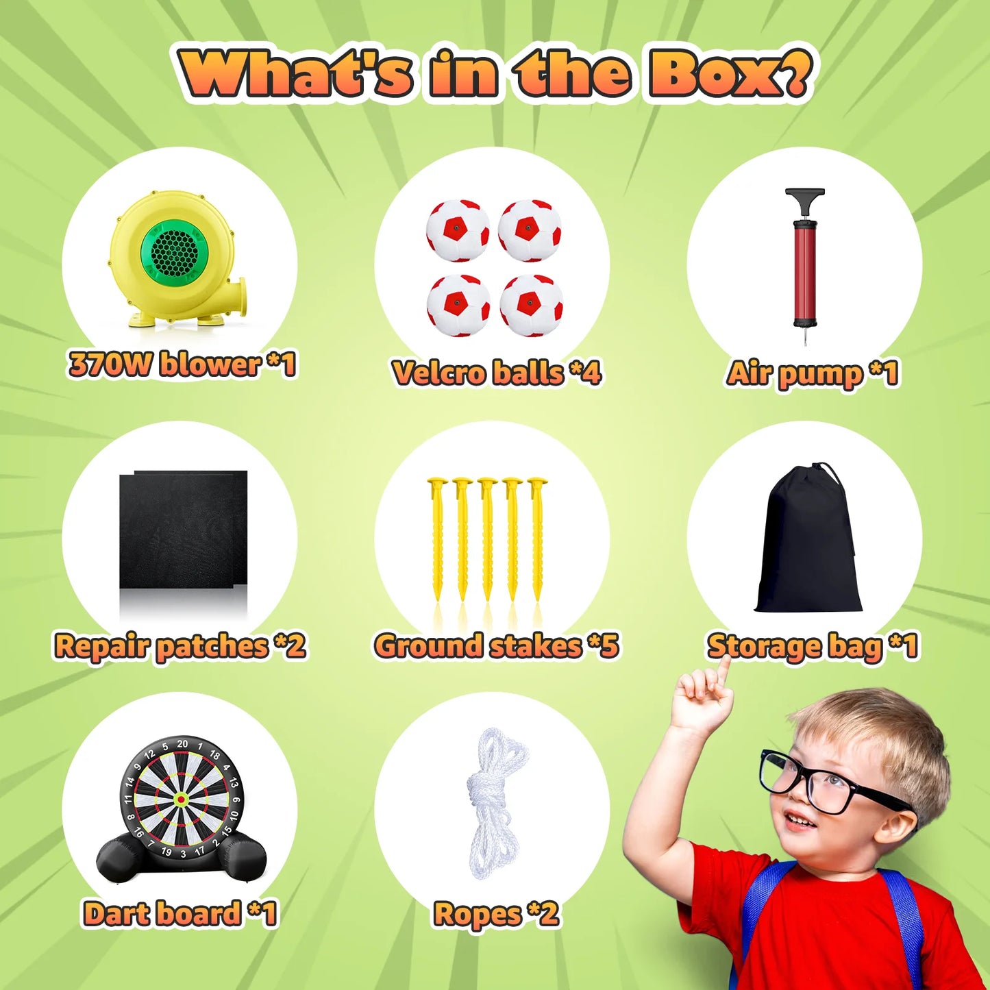 10.8ft Giant Outdoor Inflatable Soccer Darts Board with Soccer Balls & Blower for Kick Dartboard Sport Game(10FT Tall, Black)