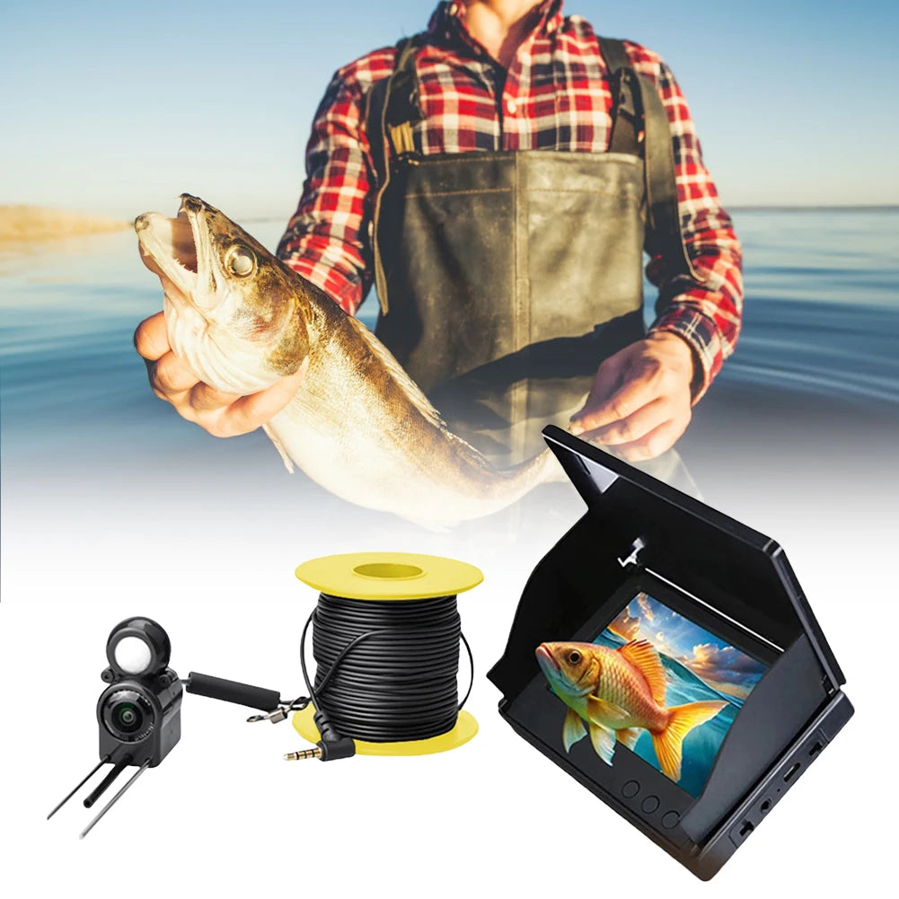 Underwater Fishing Camera 4.3 Inch IPS Monitor Ice Fishing Camera Night Vision Video Fish Cam Waterproof Fish Finder for ICE/Sea