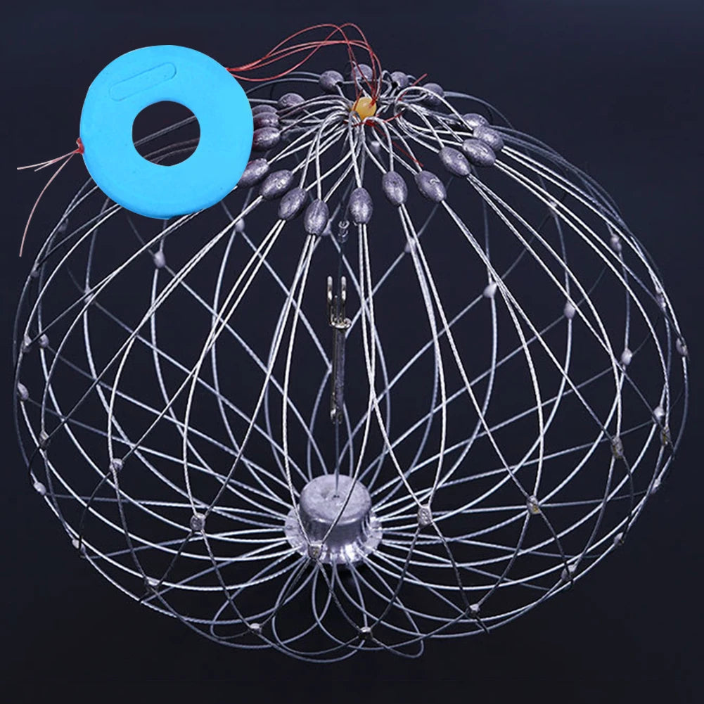 2Pcs Fish Baskets Steel Wire Crab Fishing Traps for Saltwater Seawater (20 wire)