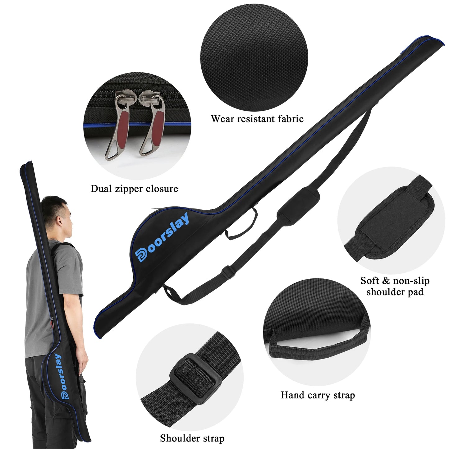 fishing pole bag 63 Inch Fishing Pole Bag Portable Fishing Rod Case Folding Fishing Pole Holder Fishing Tackle Organizer Bag