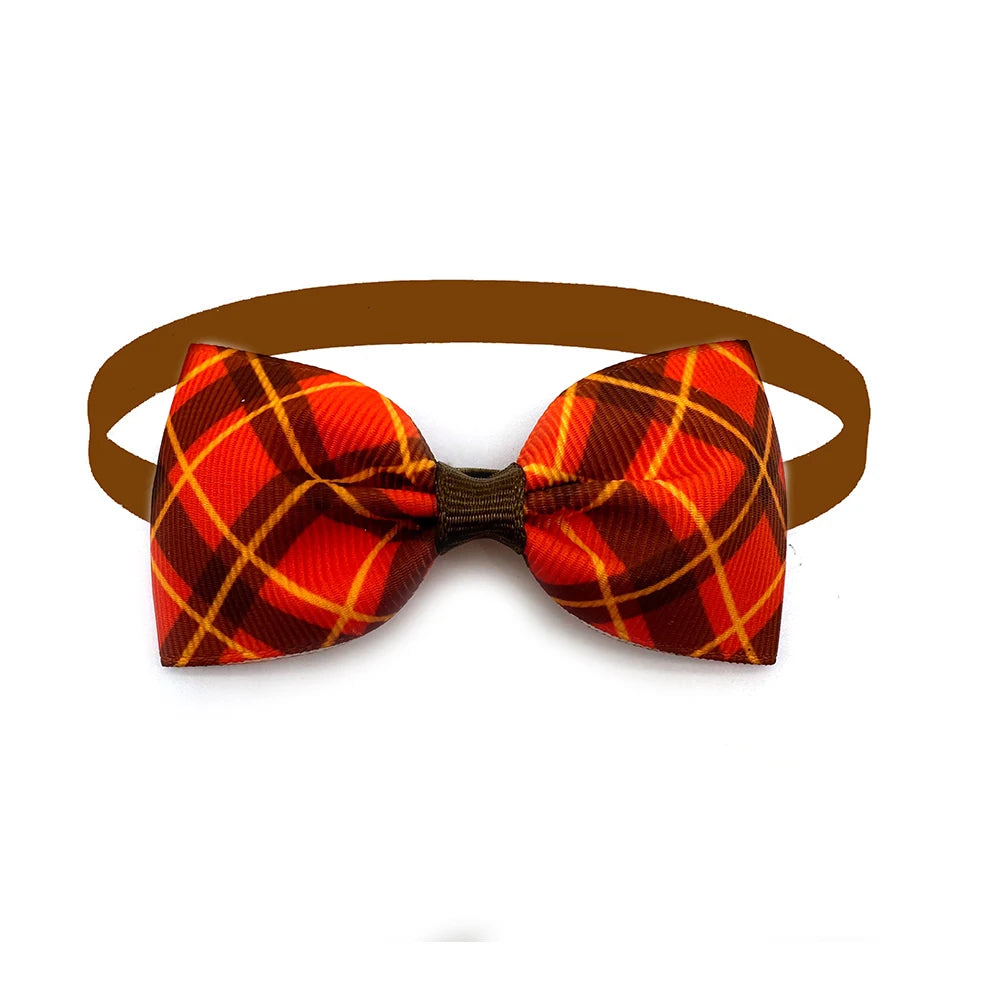 50pcs Dog Bow Tie Fall Style Dog Bow ties Necktie Collar Thanksgiving Pet Supplies Pet Grooming Accessories for Small Dog Cat