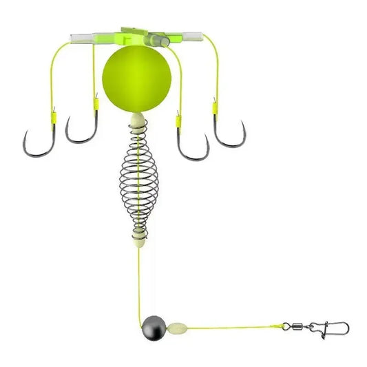 New 1Pcs String Hook Fishing Bait Cage Four Hook Carbon Steel Line Group Feeder Sinker Float Sharp Fishing Spring Bait Cage Sea