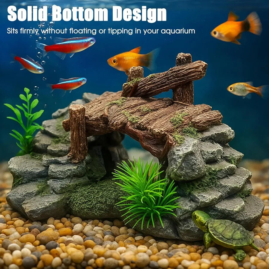 Aquarium Decor Betta Fish Tank Accessories with Plants Turtle Tank Decorations Large Aquarium Orments Fish Hideout Decorative A