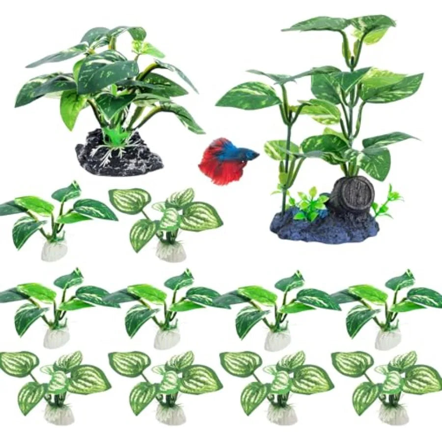 Silk Aquarium Plants 12 Pack Betta Fish Tank Accessories for Aquarium Decoration and Pet Hiding