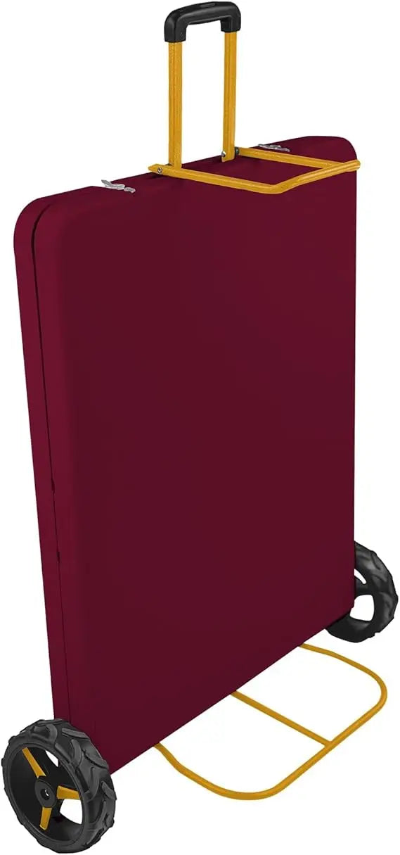 6Ft Rolling Folding Table with Built-in Wheels, Durable Plastic, Team Colors, Easy to Carry, Perfect for Camping, Picnic, Tailga