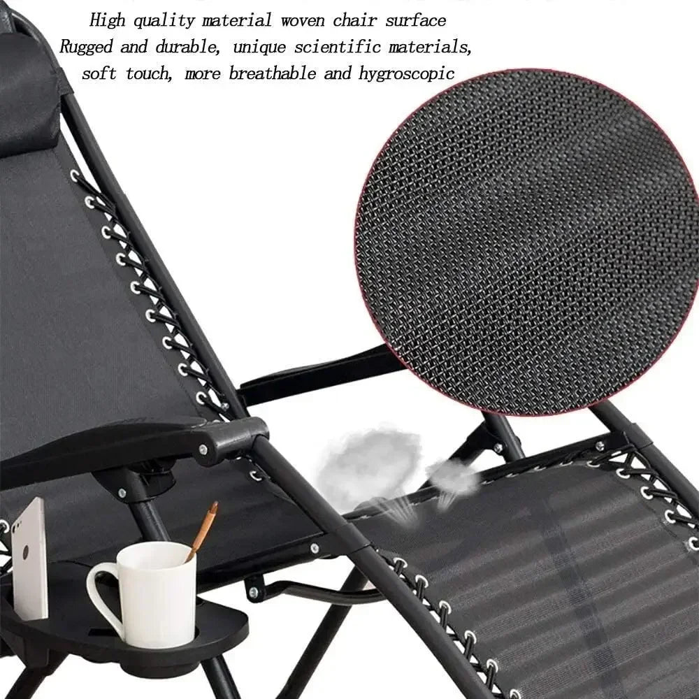 2Pcs Outdoor Foldable Chair, Zero Gravity Chair with Armrest, Cup Holder, Folding Chair Camping Lounge Patio Lawn Recliner