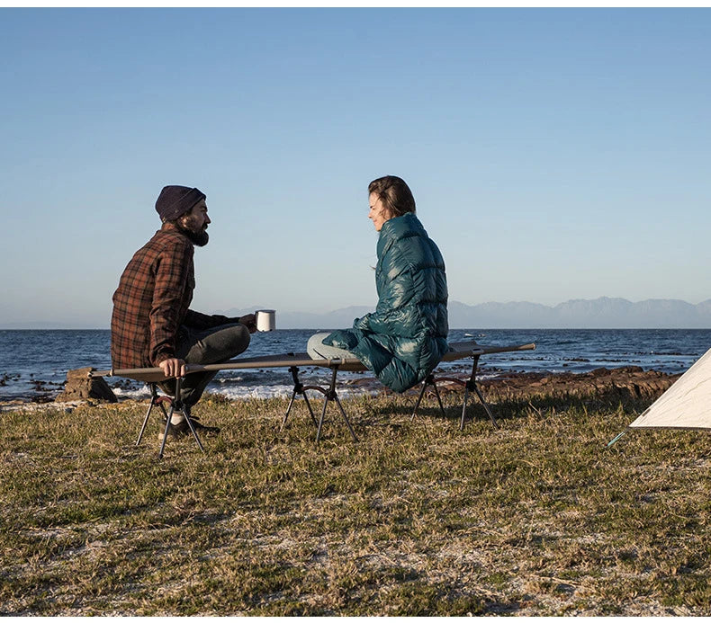 WESTTUNE Camping Cot with Leg Extenders Portable Folding Bed Ultralight Aluminum Alloy Sleeping Cot for Outdoor Hiking Travel