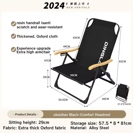Angle Adjustable Camping Chair with Detachable Pillows,long Camping Chair Fishing Chair Folding for Camping Fishing Hiking