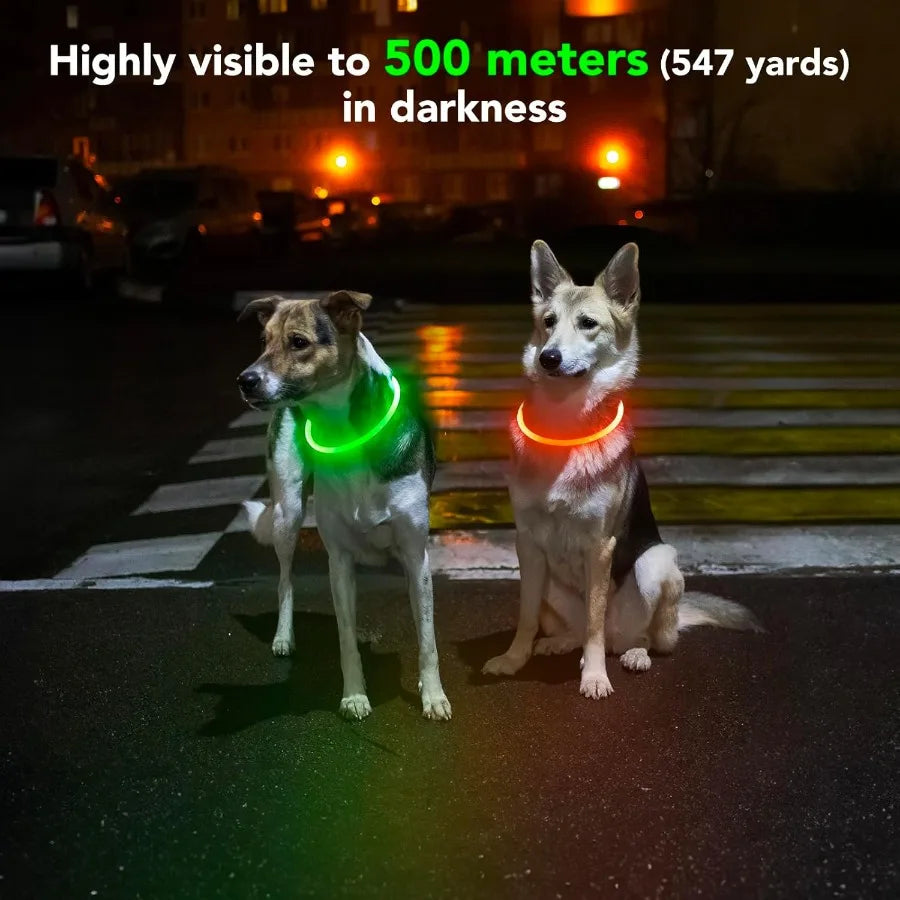 Led Dog Collar Waterproof Lighted Pet Collar Rechargeable for Night TPU Cuttable Light Up Doggie Collar for Small Medium Large