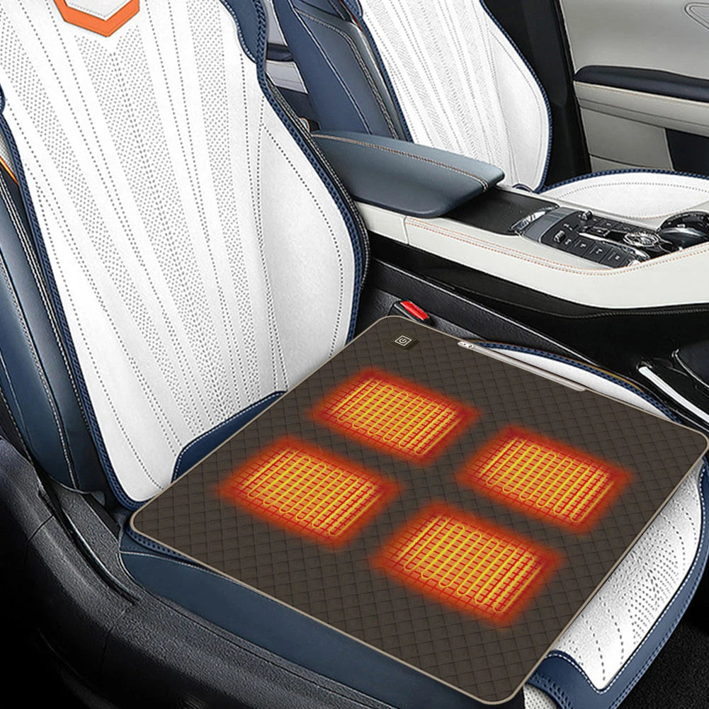 4 Heated Areas Camping Chair Heated Cushion Portable Heater Warm Pad 3 Adjustable Temperature for Winter Outdoor Stadium Fishing