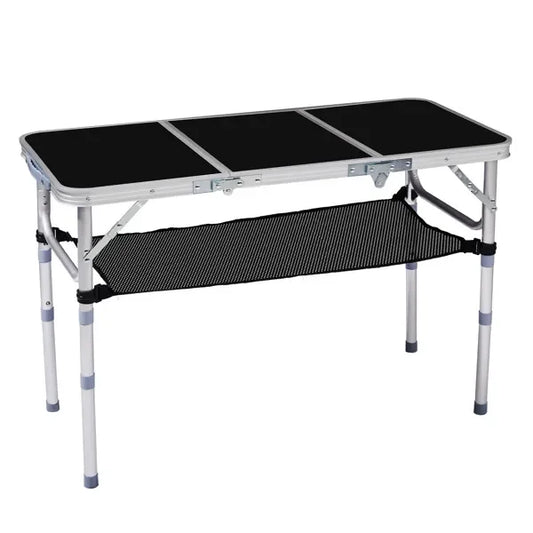 3ft Portable Folding Camping Table, 3 Adjustable Heights, Lightweight Patio Side Table, Carry Handle, Black