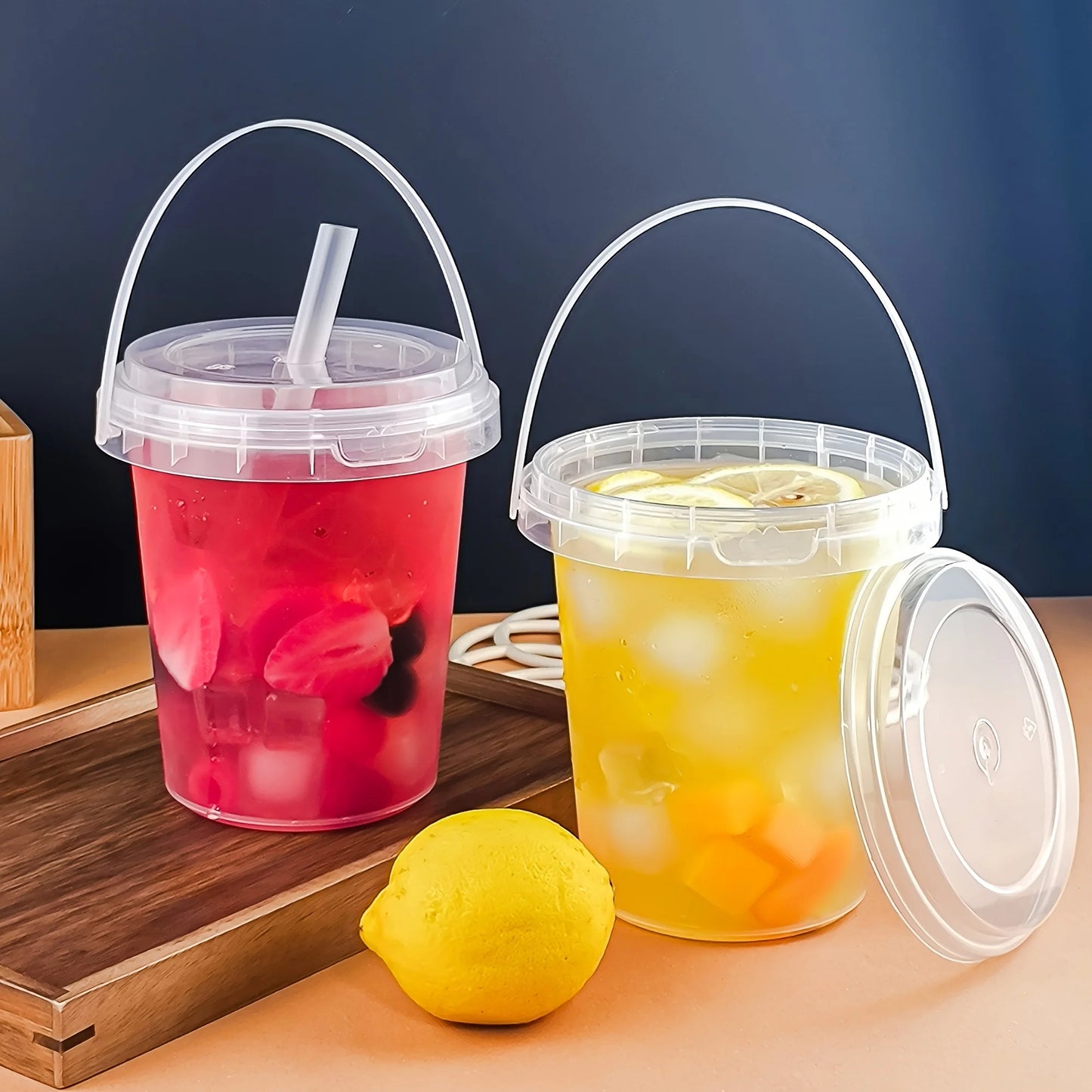 10pcs 33.81oz Large Plastic Cups with Lids & Straws - Reusable, Bpa-Free Beverage Tumblers for Iced Drinks,party Ice Buckets