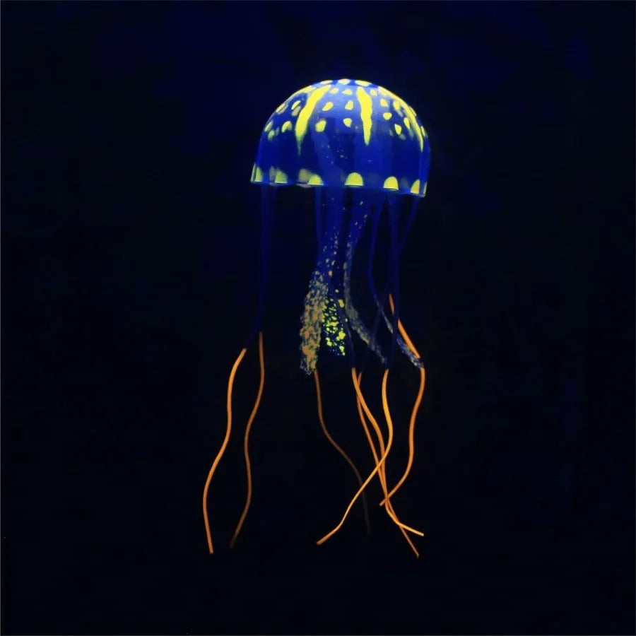 Funny Jellyfish Toy Fishtank Accessories Underwater World Floating Decors Cartoon Aquarium Orments Toy Jellyfish Decor Blue