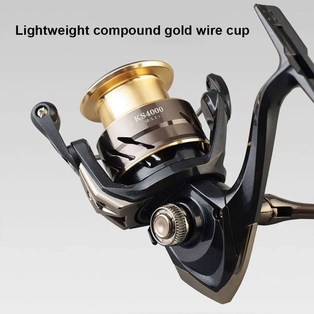 Metal Spinning Reel 5.2/1 Fishing Reel All Purpose Fishing Spinning Reel Fishing Accessories for Saltwater Or Freshwater
