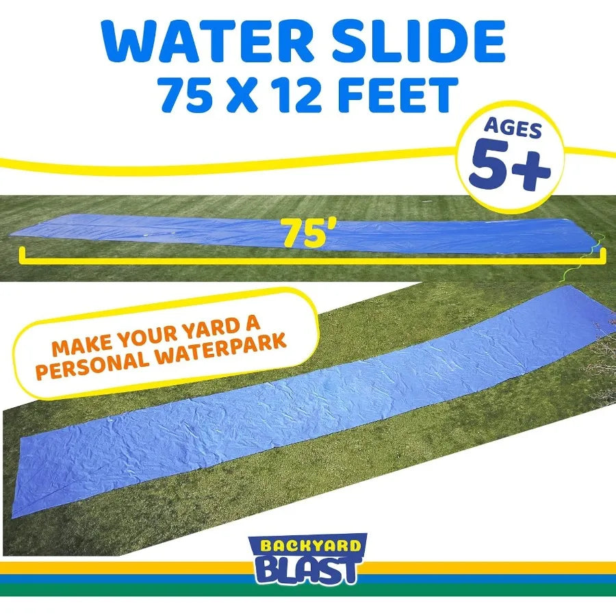 Giant Slip and Slide for Adults and Kids - Heavy Duty Large Slip n Slide Water Slide for Kids Backyard Outdoor Water Play Included