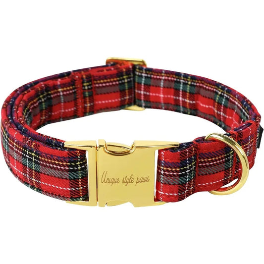 Christmas Dog Collar Metal Buckle ottish Plaid Puppy Collar Gift Durable Cute Collar for Small Medium Large Boys Girls Dogs