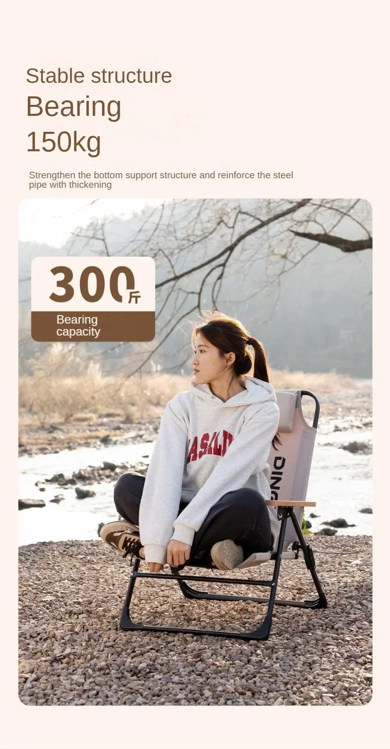 Angle Adjustable Camping Chair with Detachable Pillows,long Camping Chair Fishing Chair Folding for Camping Fishing Hiking