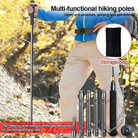 Multifunction Trekking Poles for Outdoor Hiking and Walking Collapsible, Lightweight 5 Section Hiking Poles, Telescopic