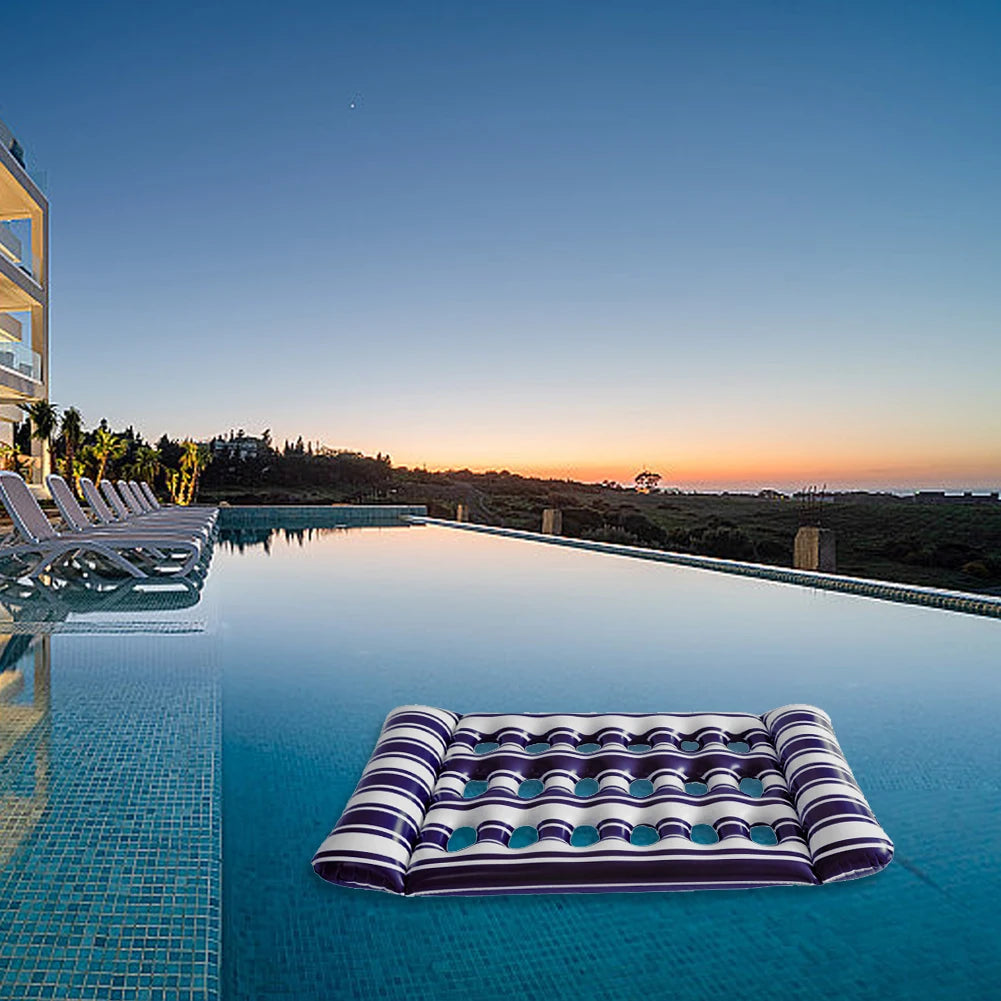 Inflatable Floating Bed Portable Floating Lounger Air Mattress Foldable Swimming Pool Air Mattress for Swimming Pool Party