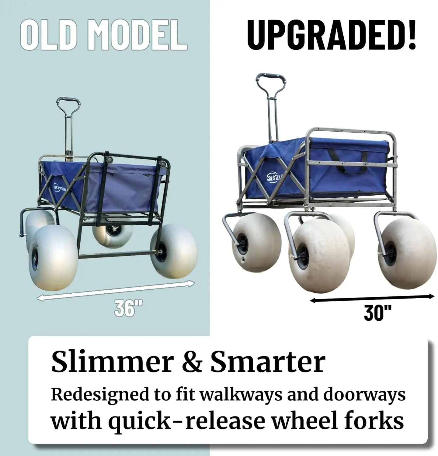 Beach Cart with 13" Balloon Wheels, Collapsible Beach Wagon with Big Wheels for Sand, Pump Included (Beach Wagon)