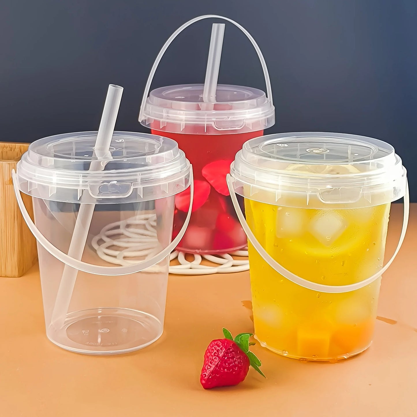 10pcs 33.81oz Large Plastic Cups with Lids & Straws - Reusable, Bpa-Free Beverage Tumblers for Iced Drinks,party Ice Buckets