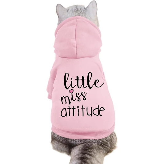 Cat Hoodies for Cats Puppy Pet Clothes Cat Apparel Little Miss Attitude Print Dog Hoodie for Small Medium Dogs Outfits for Kitt