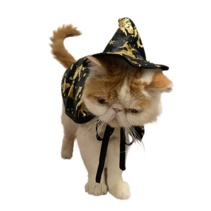 Pet Halloween Costumes Dogs Cats Halloween Witch Pet Costume Cape Hat Halloween Vampire Cloak Wizard Cat Cosplay Clothes Apparel