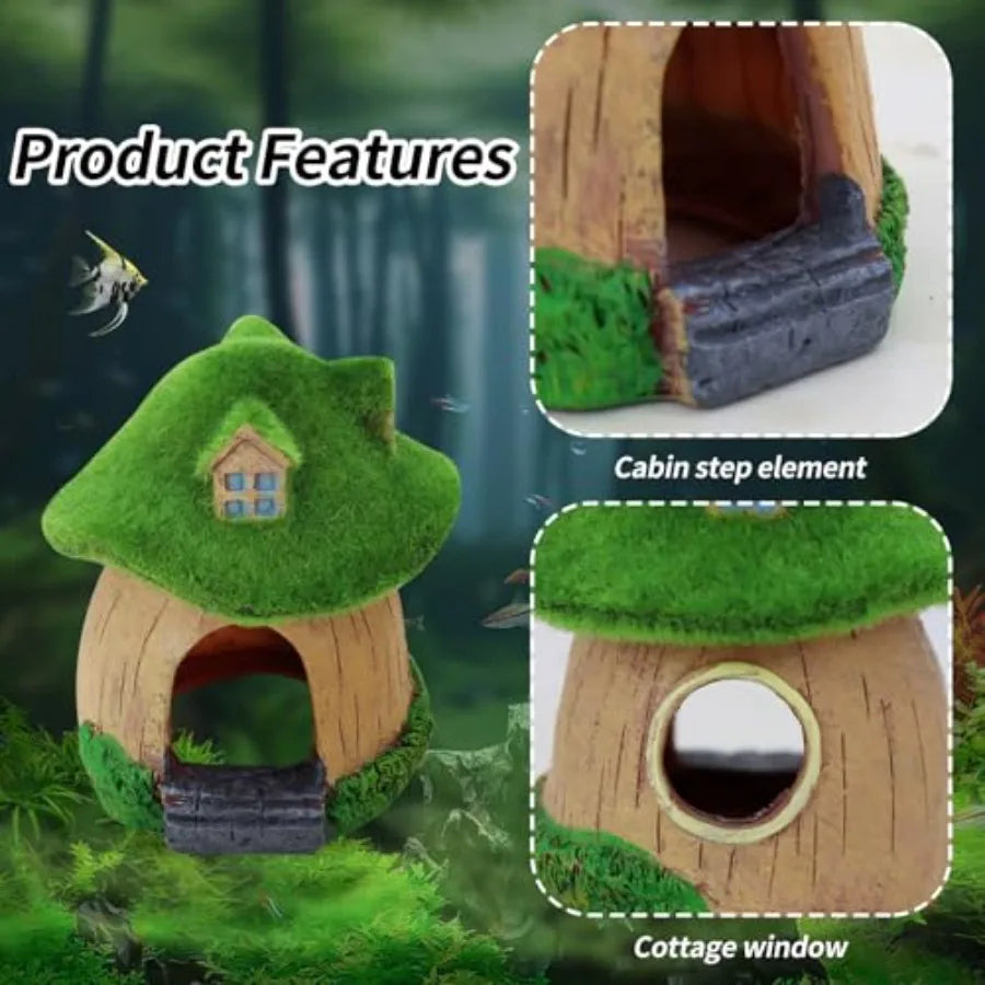 Mushroom Fish Tank Accessories Resin Aquarium Decorations with Hollow Hole Fishtank Decorations for Shrimp Betta Betta Fishtank
