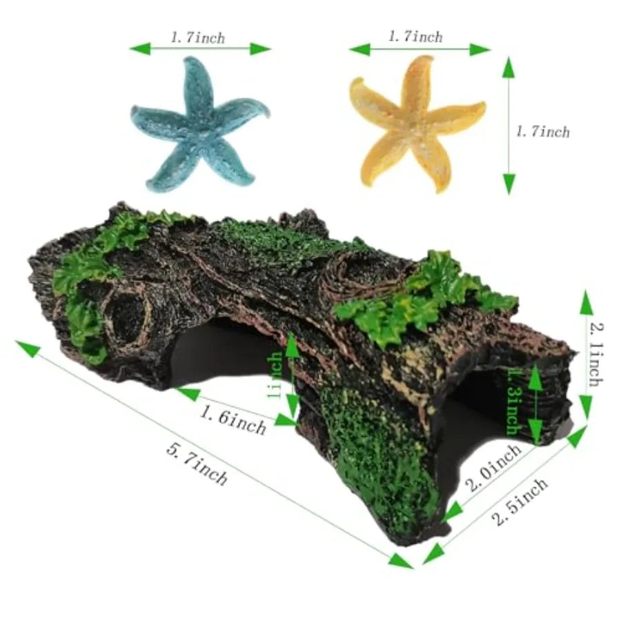 Starfish and Resin Hollow Tree Trunk Fish Tank Decorations Betta Fish Tank Accessories Aquarium Arments Hollow Tree x 1pc Fish