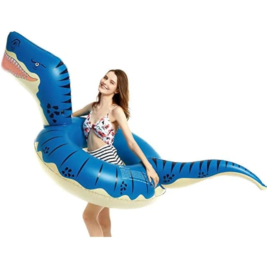 Jasonwell Giant Inflatable Unicorn Pool Float Floatie Ride and Jasonwell Inflatable Dinosaur Pool Float Tube