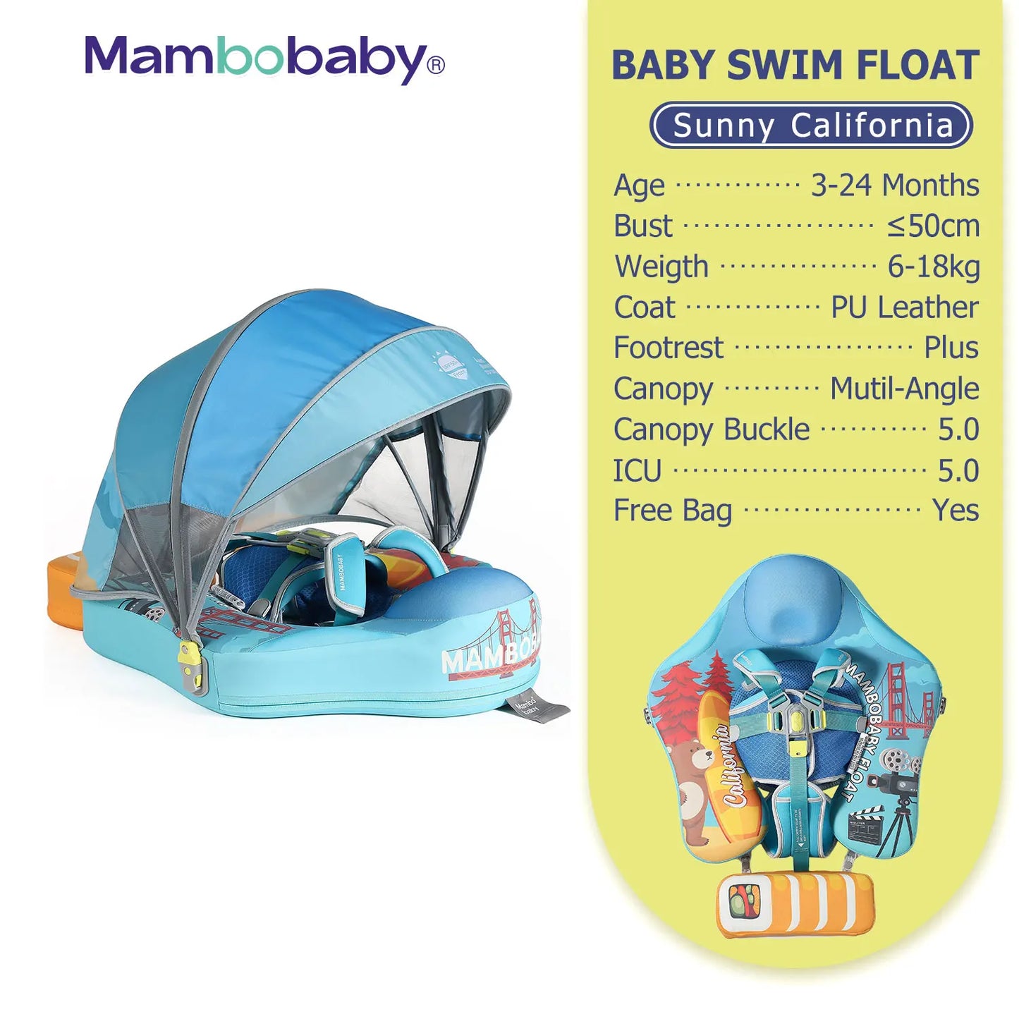 Mambobaby Baby Pool Float Vip 5 Dropshipping Blackproof Pool Mat For Infant Non-Inflatable Natation Buoy With Parasol Beach Toys