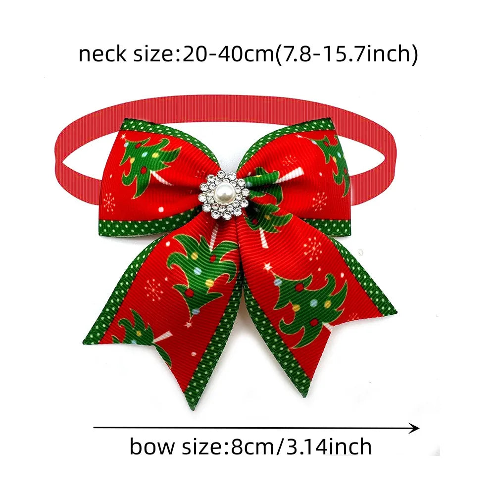 50pcs Christmas Pet Dog Bow Ties Puppy Collar Pearl Style Dog Bow Tie Puppy Collar for Small Dog Cat Grooming Products