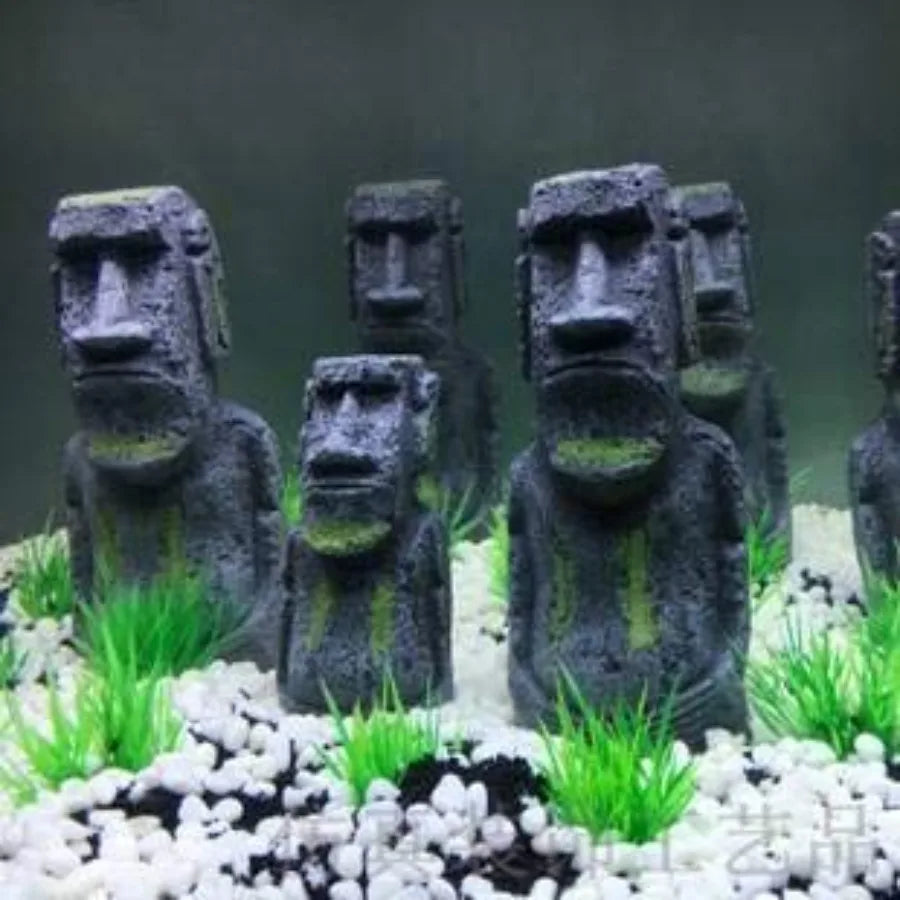 Ancient Easter Island Stone Head Aquarium Orment Fish Tank Landscape Orment Decoration Accessories