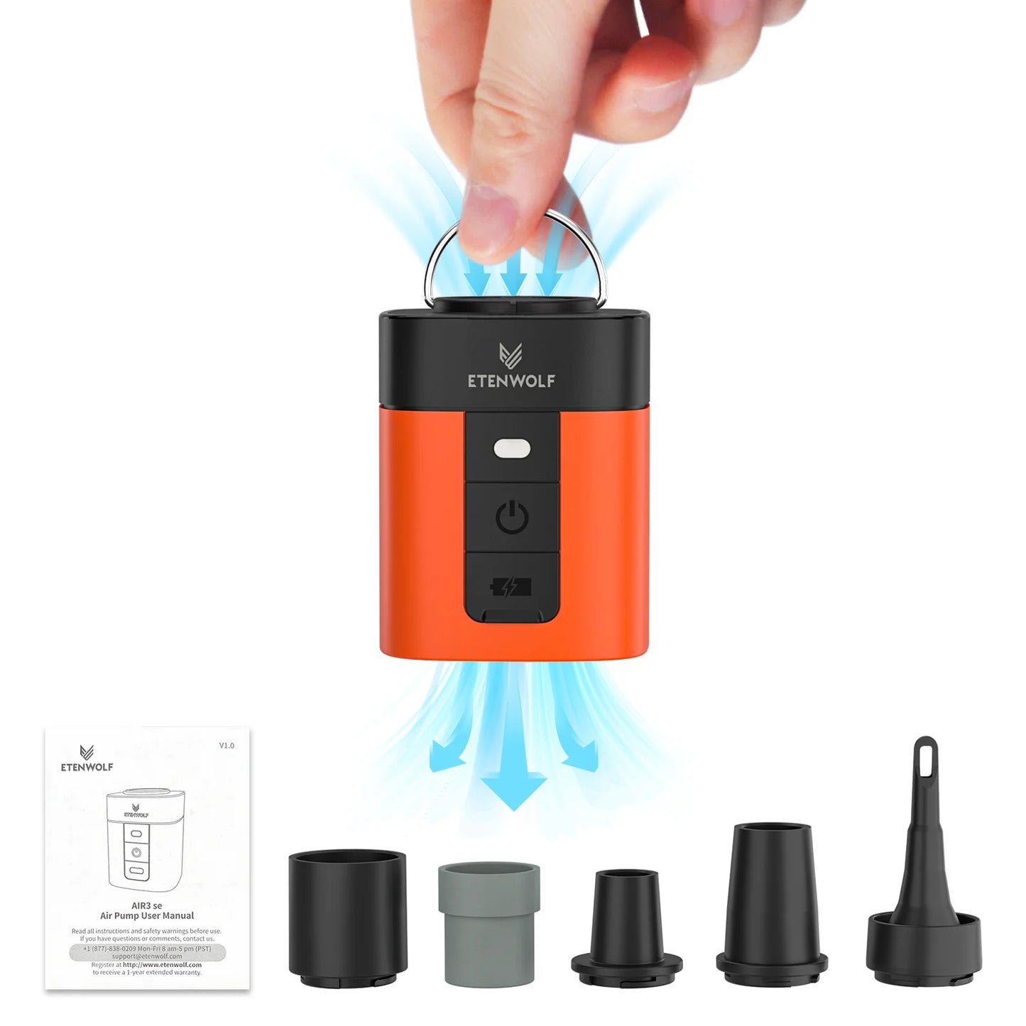 ETENWOLF AIR 3SE Electric Air Pump 2600mAh Camping Light Outdoor Pump for Air Mattress Pool Floats Sleeping Pads