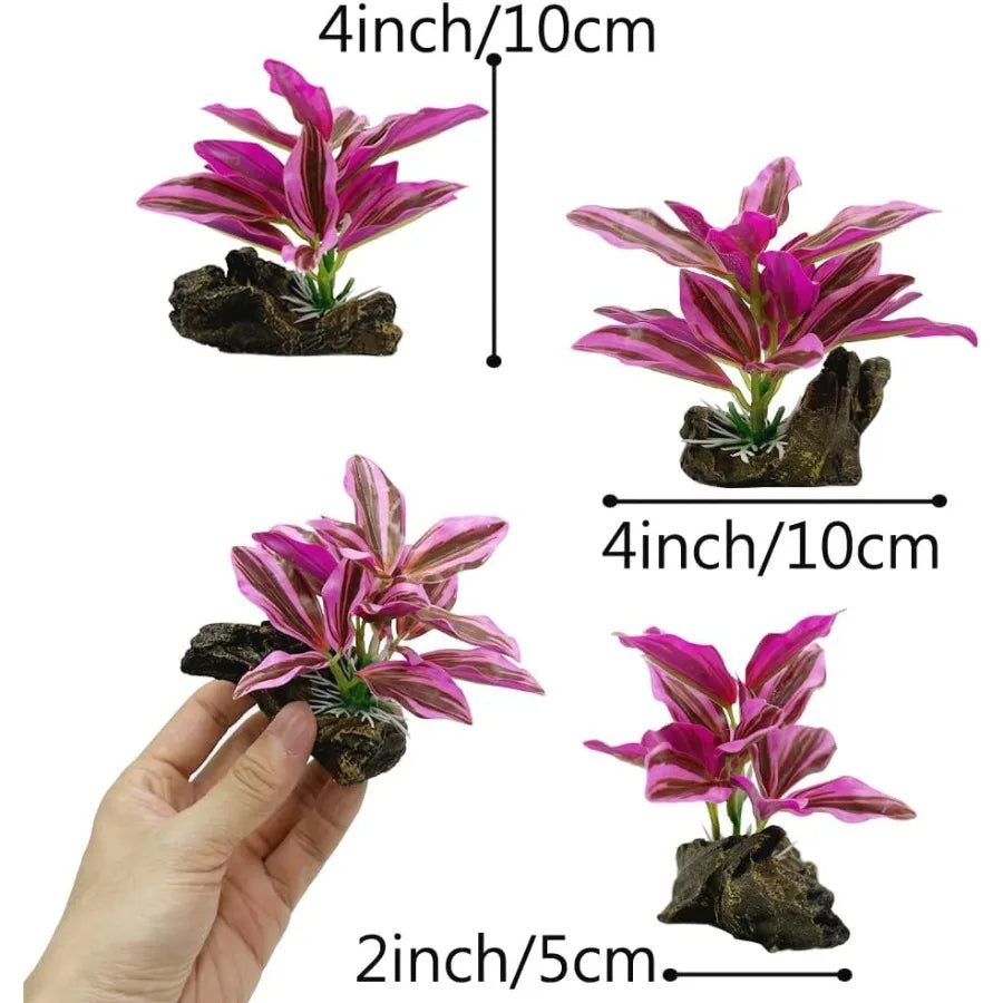 Fish Tank Decorations Aquarium Decor Orments Betta Pink Leaf pad Hammock Artifical Driftwood Goldfish Bowl Accessories Hot Pink