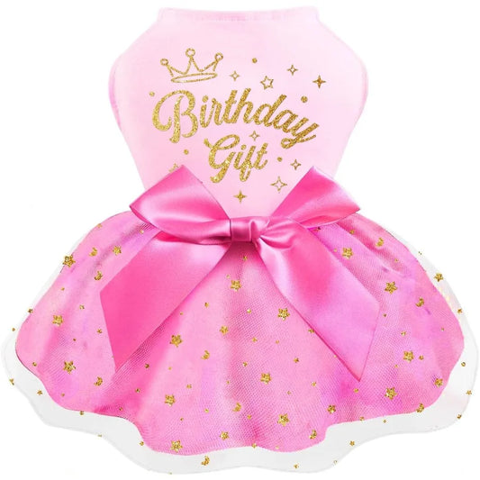 Birthday Dog Dress Princess Dog Dress Tulle Puppy irt Doggie Birthday Outfit Pink Clothes for Small Dogs Cat Pet Apparel Small